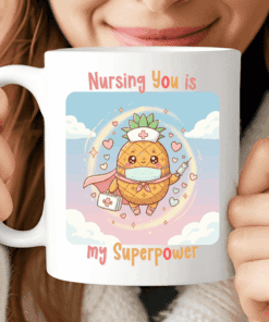 Nursing You Is My Superpower Mug – Cute Kawaii Nurse Gift