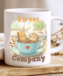 Alternative view of Sweet Company Mug, Cute Love Mug With Two Cookies