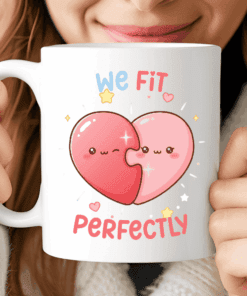 We Fit Perfectly Mug – Cute Love Mug for Couples. CocoaBiscuit