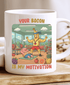 Alternative view of Your Bacon Is My Motivation Mug, Personal Trainer Gift