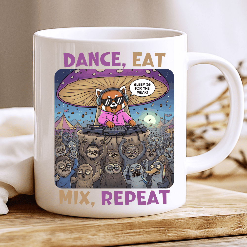 Dance, Eat, Mix, Repeat, DJ Mug, Funny Gift for DJs & Music Lovers 2