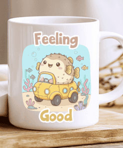 Feeling Good, Kawaii Pufferfish Mug, Cute Coffee Mug Gift 2