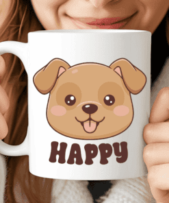 Happy Dog Mug, Cute Dog Mug for Cheerful Coffee Breaks