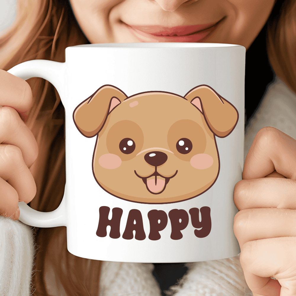 Happy Dog Mug, Cute Dog Mug for Cheerful Coffee Breaks