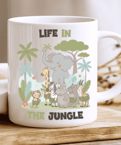 Life in the Jungle, Kawaii Animal Mug, Cute Animal Coffee Cup 2