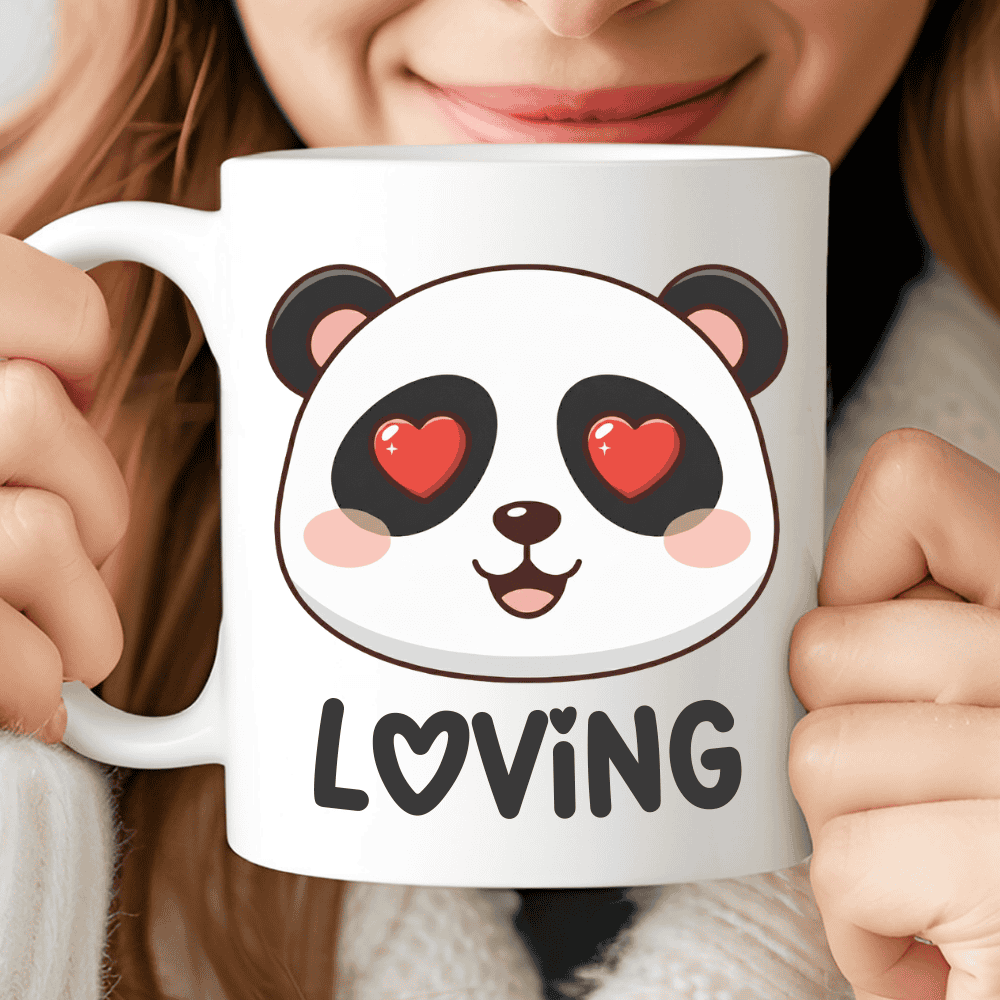 Loving Panda Mug, Mug of Adorable Panda in Love