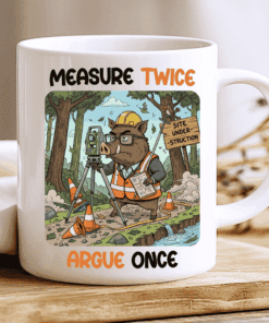 Measure Twice Argue Once, Funny Surveyor Mug, Gift for Surveyors 2