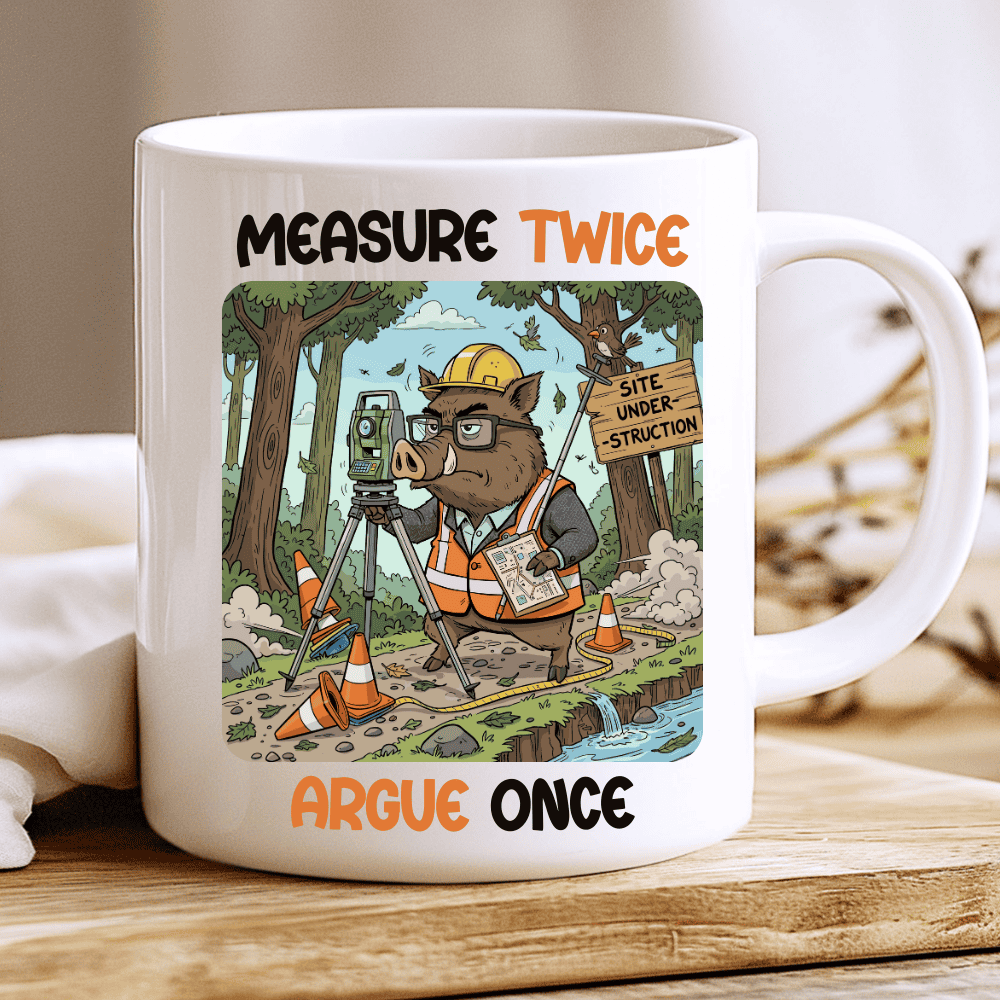 Measure Twice Argue Once, Funny Surveyor Mug, Gift for Surveyors 2