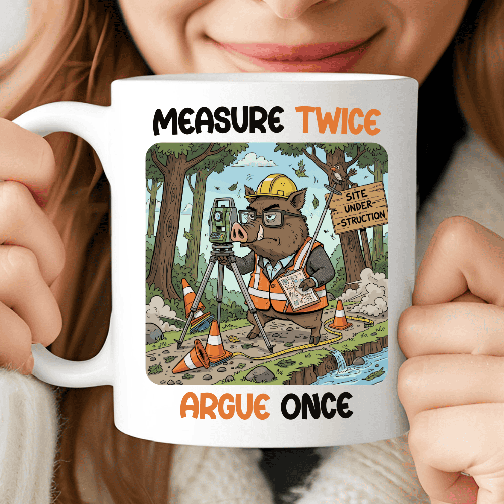 Measure Twice Argue Once, Funny Surveyor Mug, Gift for Surveyors