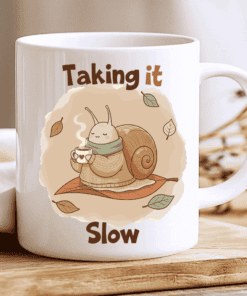 Taking It Slow Kawaii Mug, Cozy Aesthetic Snail Coffee Cup 2