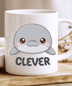 Clever Dolphin Mug, Smart Aesthetic Coffee Cup 2