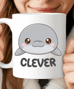 Clever Dolphin Mug, Smart Aesthetic Coffee Cup