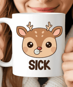Funny Sick Deer Mug, The Coffee Mug for Those Low Battery Days