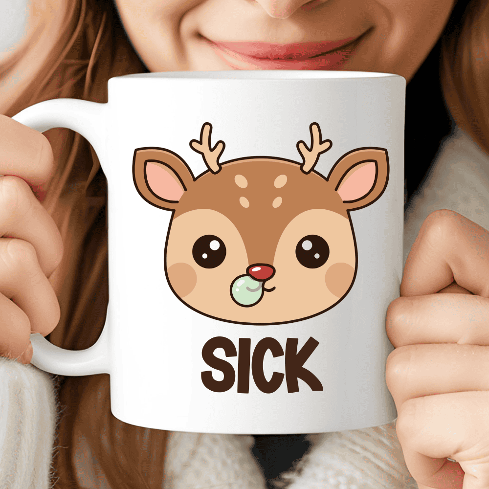 Funny Sick Deer Mug, The Coffee Mug for Those Low Battery Days