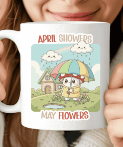 Mushroom Rain Mug, April Showers Bring May Flowers