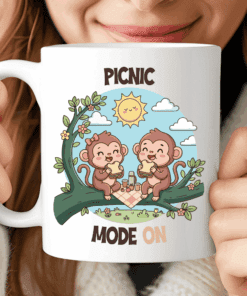 Spring Picnic Mug - Monkey Couple (Officially Picnic Mode On) 2