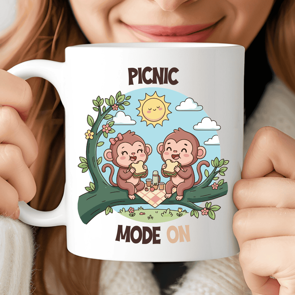 Spring Picnic Mug - Monkey Couple (Officially Picnic Mode On) 2