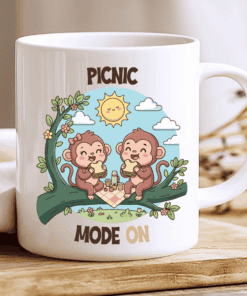 Alternative view of Spring Picnic Mug, Monkey Couple (Officially Picnic Mode On)