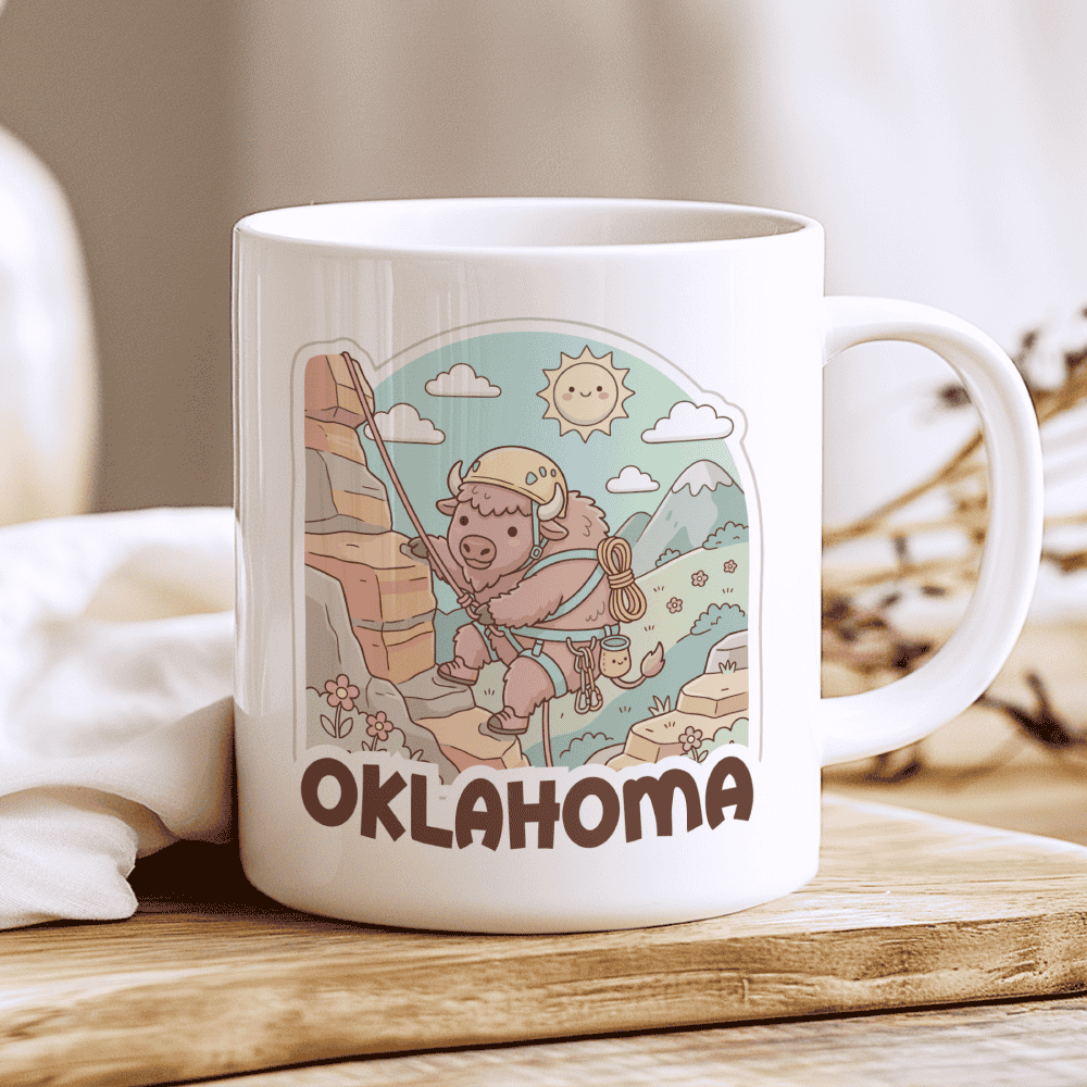 Oklahoma Mug - The Climbing Bison (Wichita Mountains Adventure)