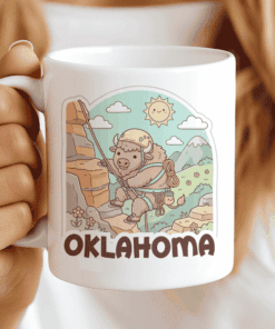 Oklahoma Mug - The Climbing Bison (Wichita Mountains Adventure) CocoaBiscuit