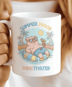 Summer Piggy Mug, Summer Mood Oinktivated (Poolside Vibes) CocoaBiscuit