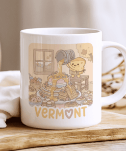 Vermont Mug, Moving Away Gift, Cute Cheese Coffee Cup, Maple Syrup Art, USA Mug, Burlington Souvenir, Autumn Decor, Farewell Present, 11oz