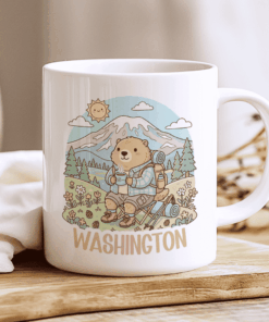Washington Mug - The Rainier Marmot (Mount Rainier & Coffee Vibes)