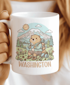 Washington Mug - The Rainier Marmot (Mount Rainier & Coffee Vibes) CocoaBiscuit