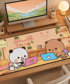 Bubu & Dudu Desk Mat, Cute Kawaii Mouse Pad. Cocoabiscuit