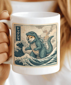 Kaiju Shiba Mug, The Great Dogzilla (Retro Japan Aesthetic)