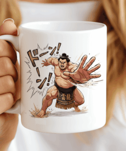 Sumo Wrestler Anime Coffee Cup, Manga Style Mug, Gift for Anime Lover, Retro Japan Aesthetic, Otaku Gift. CocoaBiscuit