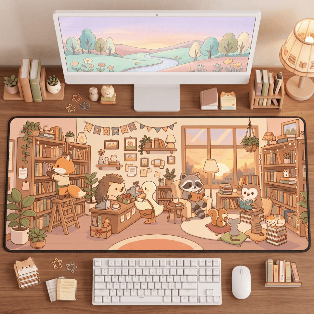 Kawaii Bookstore Desk Mat – Currently Booked and Emotionally Unavailable 2