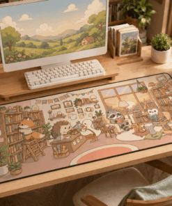Kawaii Bookstore Desk Mat – Currently Booked and Emotionally Unavailable 3