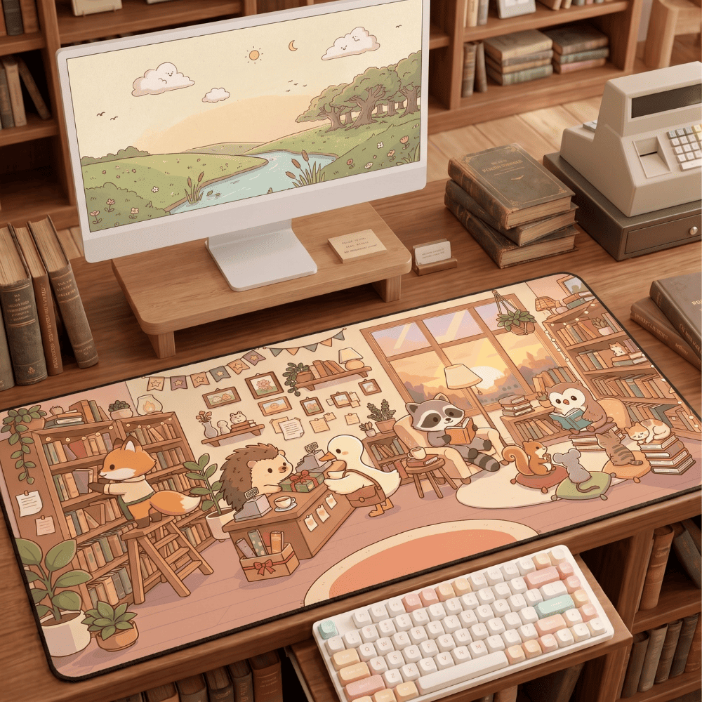 Kawaii Bookstore Desk Mat – Currently Booked and Emotionally Unavailable