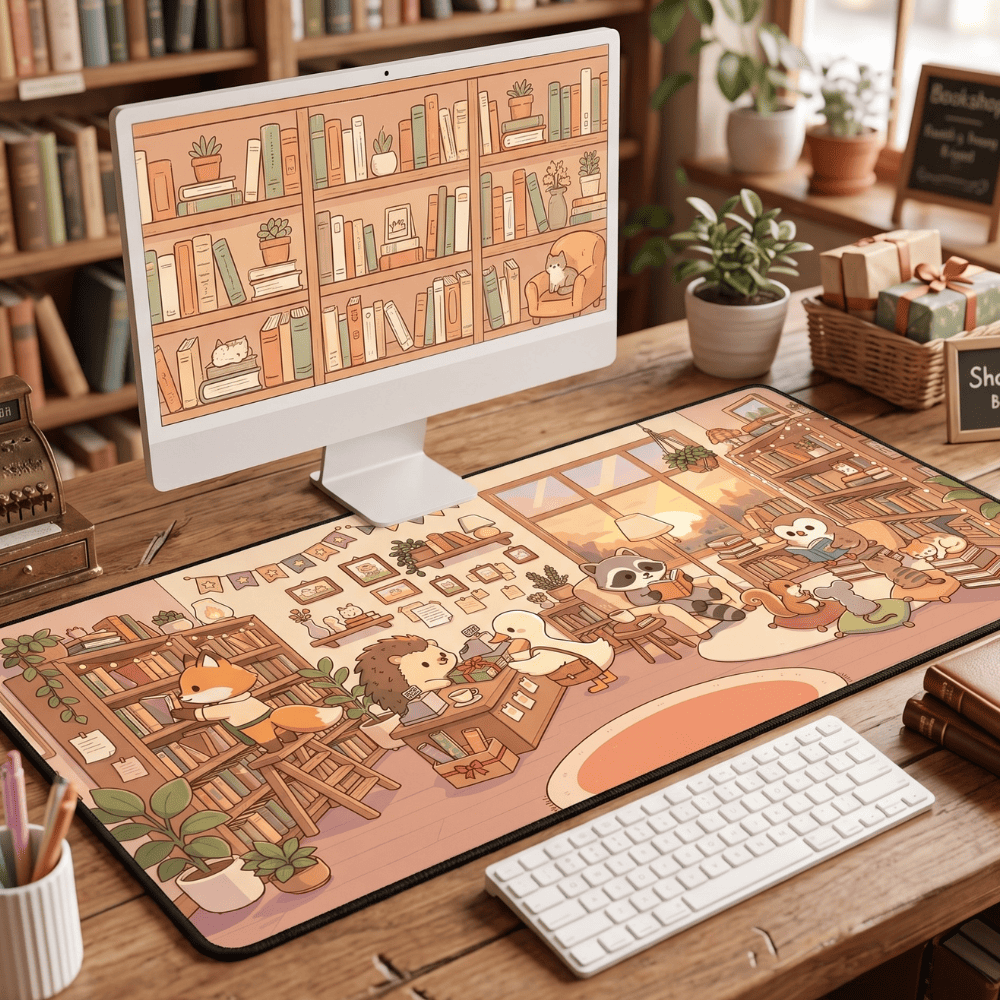 Kawaii Bookstore Desk Mat – Currently Booked and Emotionally Unavailable 4