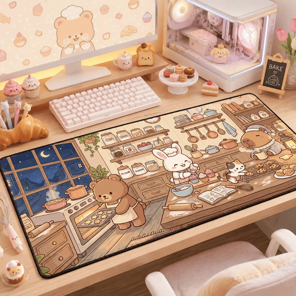 Kawaii Desk Mat for Bakery Lovers, Official Member of the Midnight Cookie Society